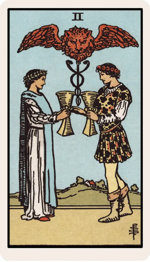 Dos de Copas, carta del tarot Rider-Waite