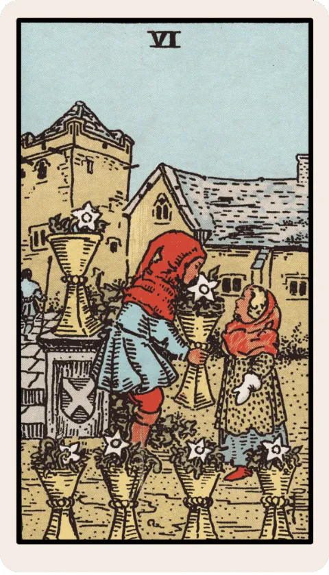 Seis de Copas, carta del tarot Rider-Waite