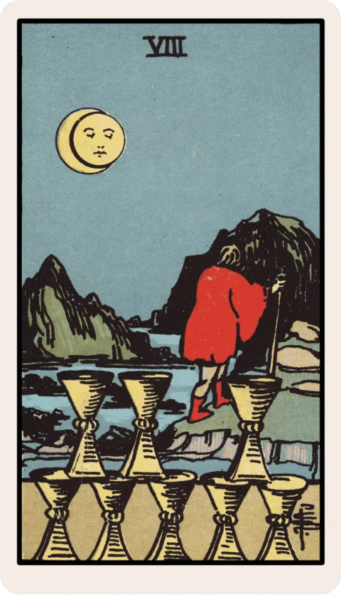 Ocho de Copas, carta del tarot Rider-Waite