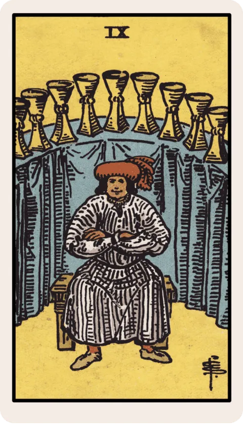Nueve de Copas, carta del tarot Rider-Waite
