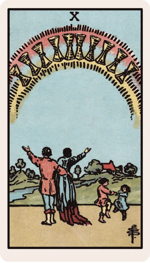 Diez de Copas, carta del tarot Rider-Waite