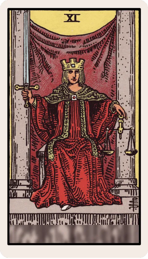 La Justicia, carta del tarot Rider-Waite
