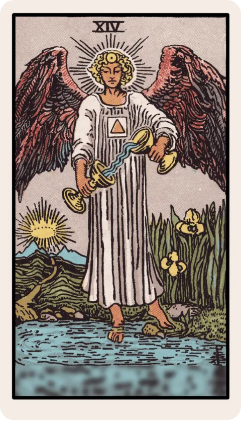 La Templanza, carta del tarot Rider-Waite