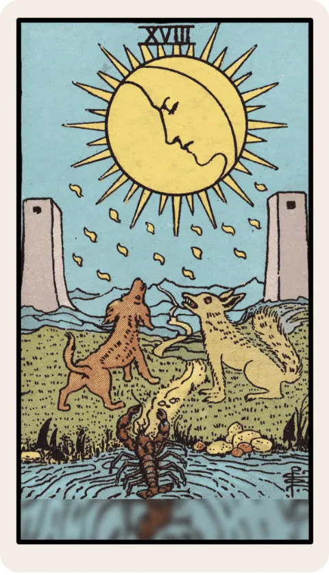 La Luna, carta del tarot Rider-Waite