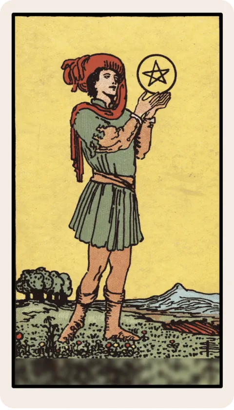 Sota de Oros, carta del tarot Rider-Waite