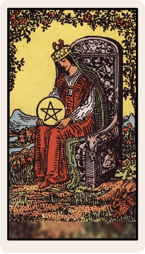 Reina de Oros, carta del tarot Rider-Waite