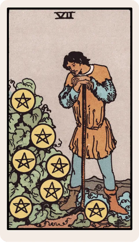 Siete de Oros, carta del tarot Rider-Waite