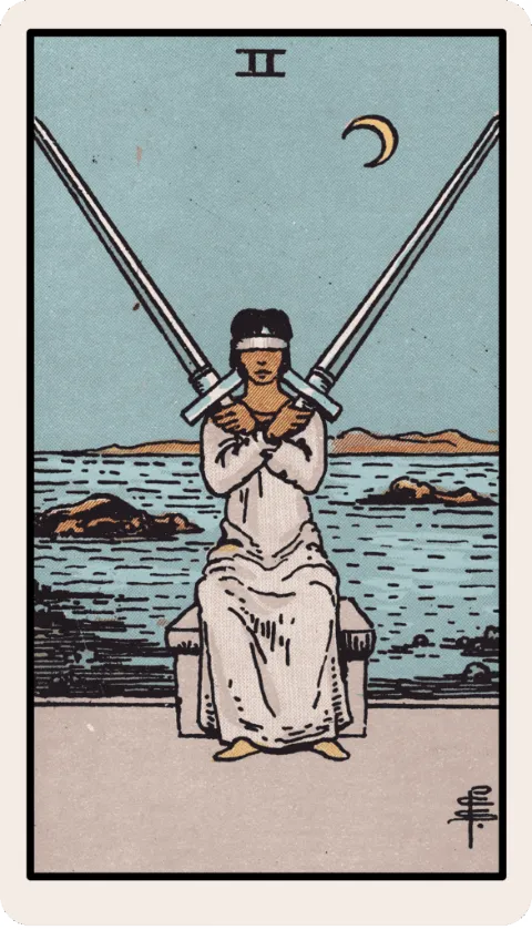Dos de Espadas, carta del tarot Rider-Waite