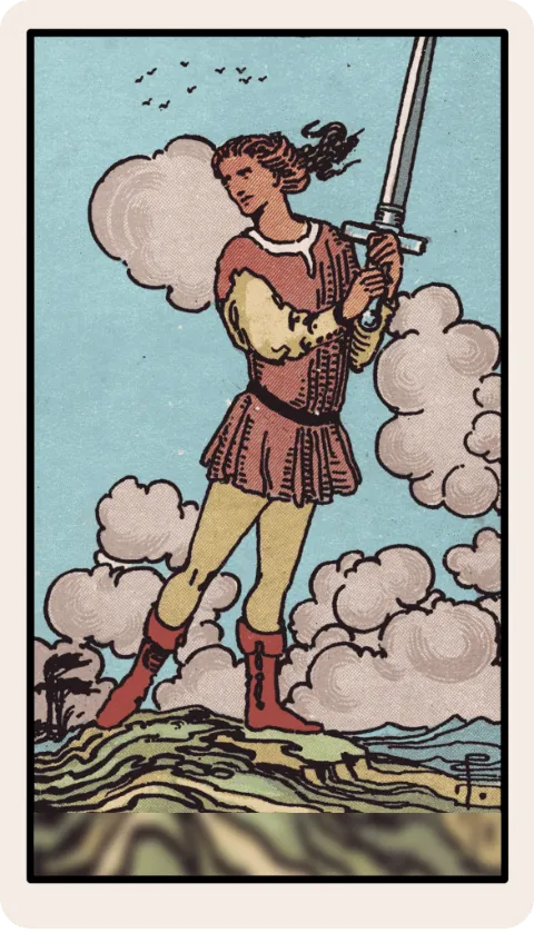 Sota de Espadas, carta del tarot Rider-Waite
