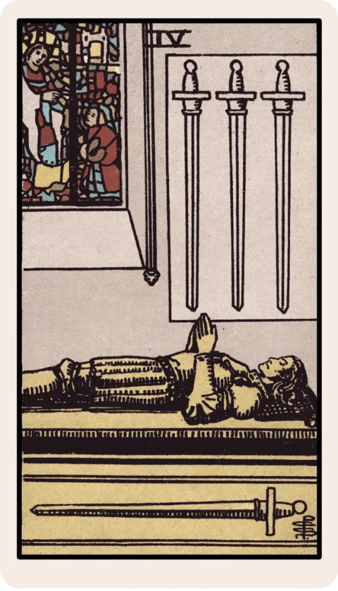 Cuatro de Espadas, carta del tarot Rider-Waite