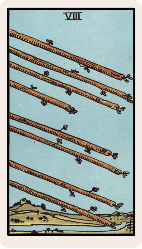 Eight of Wands, Rider-Waite tarot card