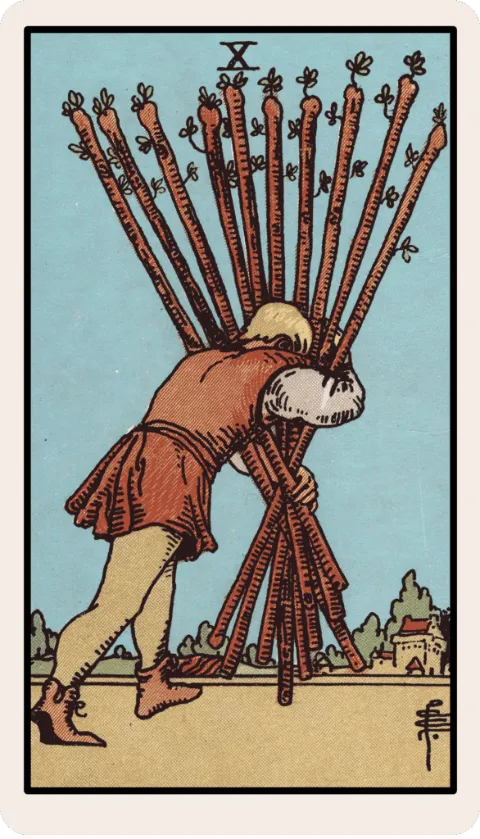 Diez de Bastos, carta del tarot Rider-Waite